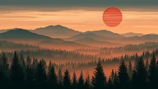 Amber Pine Sunset desktop wallpaper