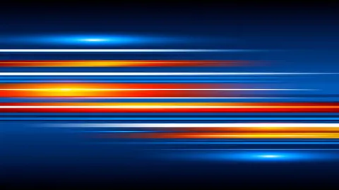 Abstract artwork in a wide 16:9 frame, featuring azure, ember and streaks.