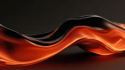 A glossy ribbon of copper and black flows in a smooth wave across a dark backdrop.