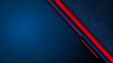 Two thin red and blue diagonal stripes cut across the corner of a textured navy background.