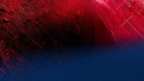 Abstract artwork in a wide 16:9 frame, featuring scarlet, scratch and field.