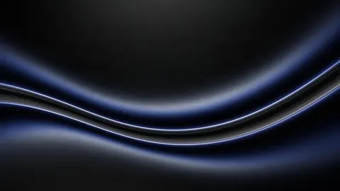 Layered bands of silver and dark blue curve gently across a soft black background.
