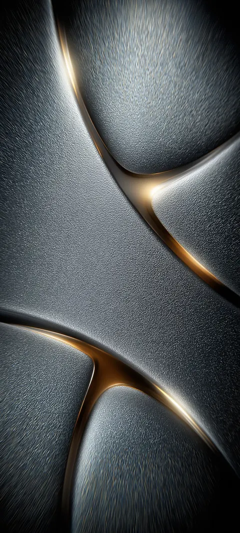 Warm amber arcs and brushed metal curves form a sculpted chassis field — soft glow with open breathing room.