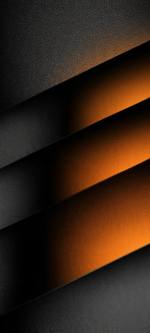 Diagonal slate panels open onto warm amber glow — clean, moody geometry that keeps icons readable on a tall screen.
