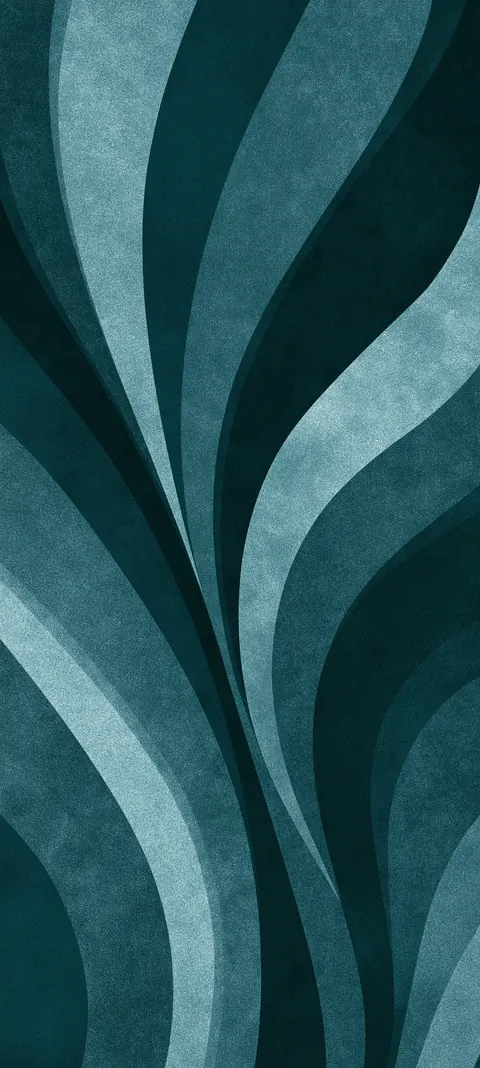 Layered cyan curves with a dark, open upper field — made for lock screens that stay quiet.