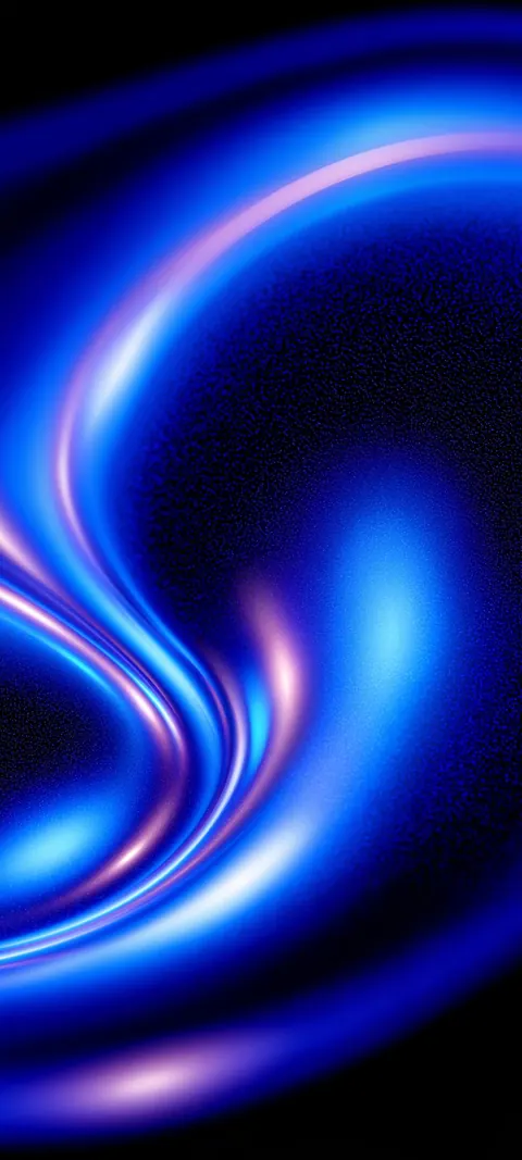 A blue and violet ribbon of light curls in a smooth wave across a dark background.