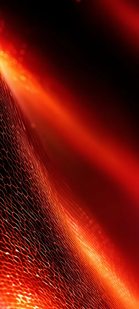 A glowing red-orange mesh sweeps up through dark heat haze.