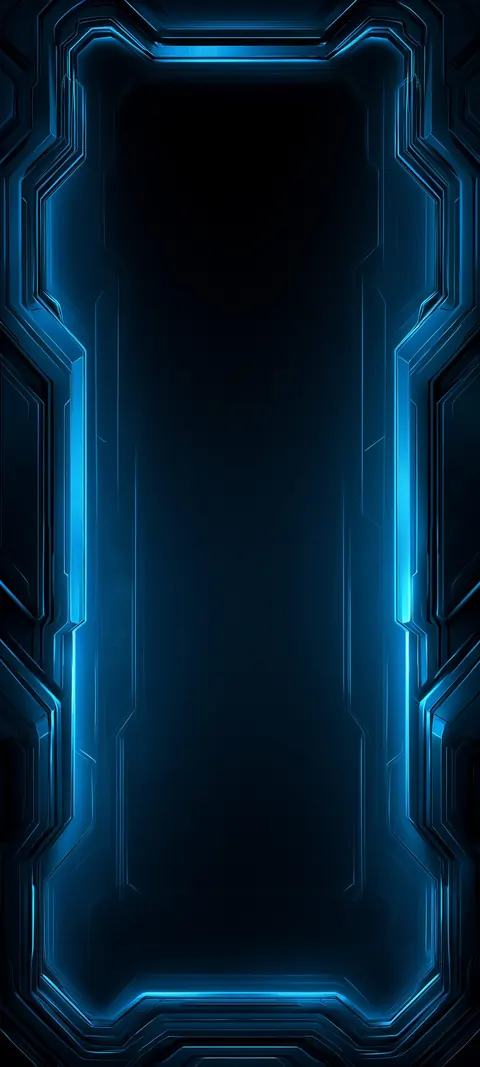 Layered cyan-lit plating around a deep negative field — made for lock-screen clock and notifications.