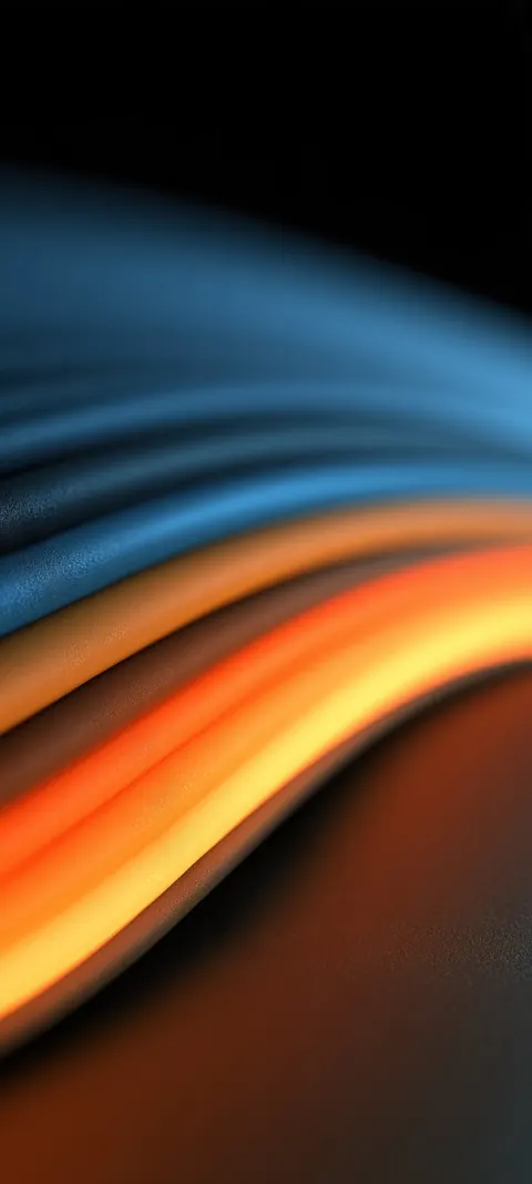 Matte bands of amber and navy with shallow depth — calm cinematic lock-screen light.