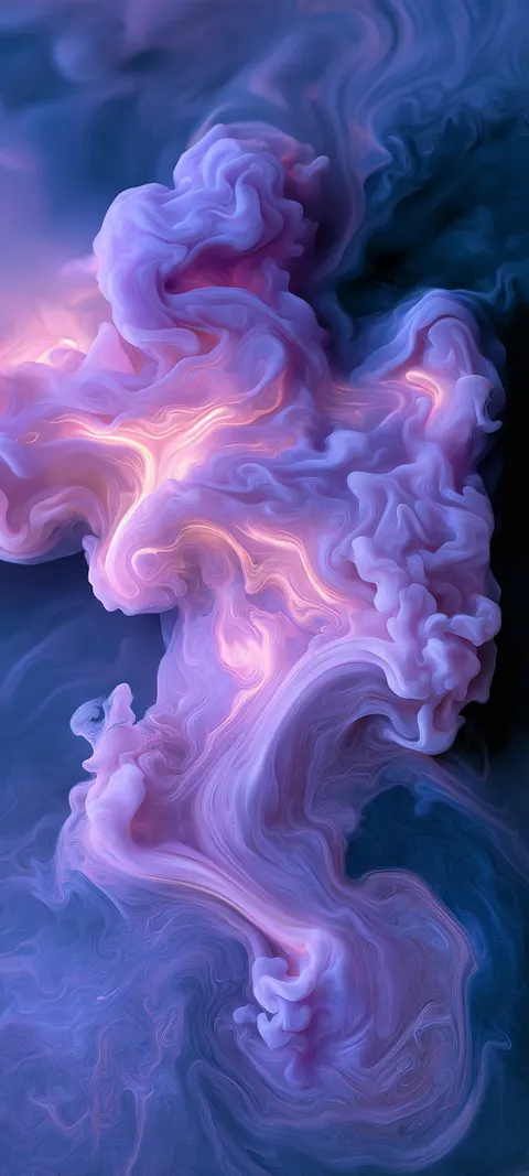 Soft clouds of lavender and rose drift and unfurl like ink spreading through water.