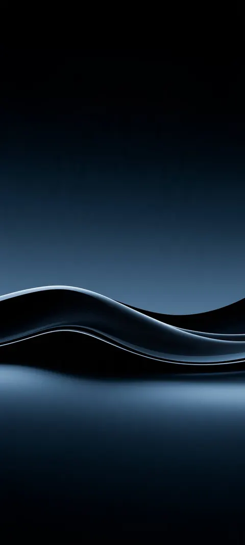 Smooth navy silk-like waves catch a bright white crest against deep black, with room above for the lock screen.