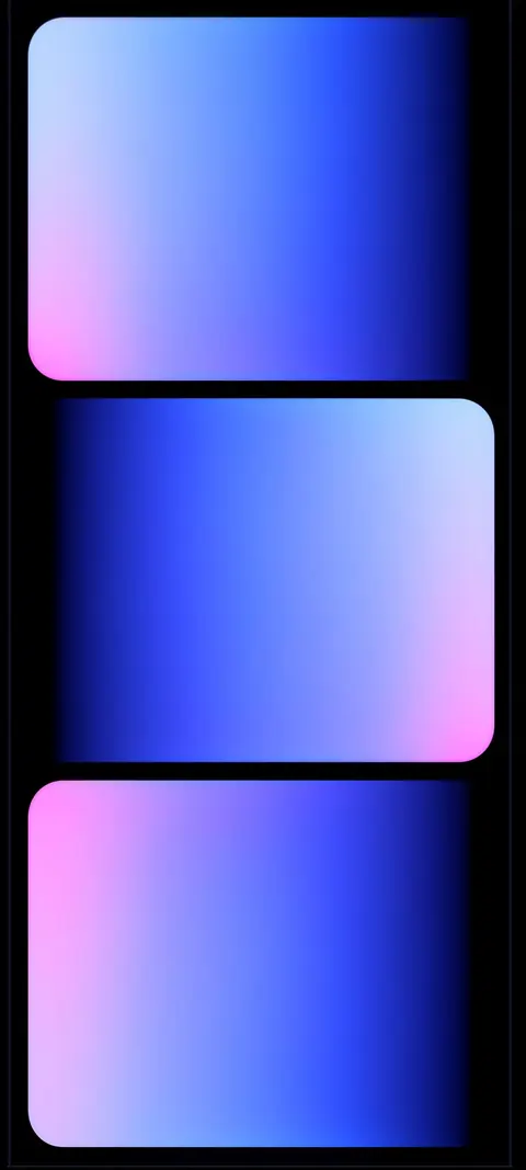 Three rounded panels fade from soft blue to blush pink in a calm, minimal stack.