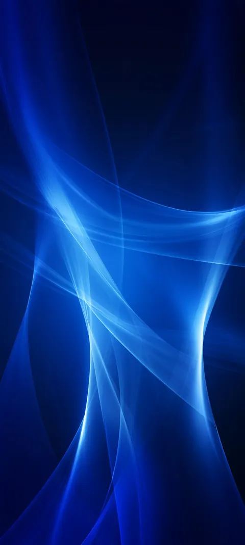 Layers of gauzy luminous ribbon drift through muted haze — gentle abstract glow for OLED lock screens.